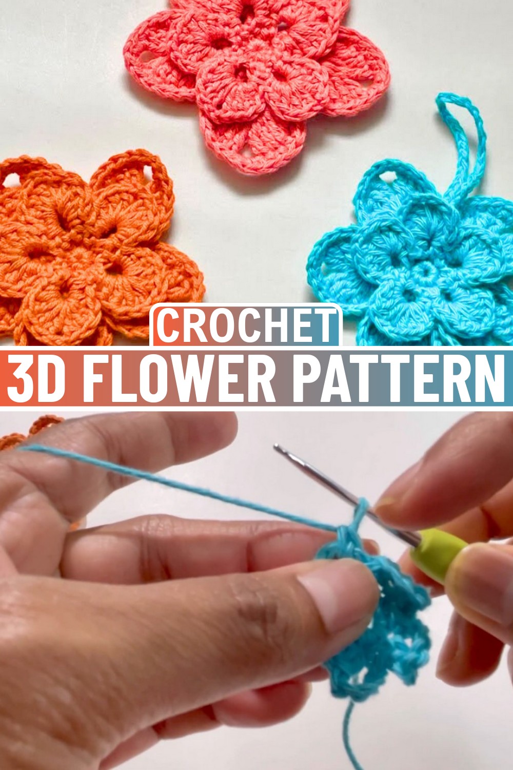 Crochet 3D Flower Add This Gorgeous Flower To Shawls Or Bags Yarn Items