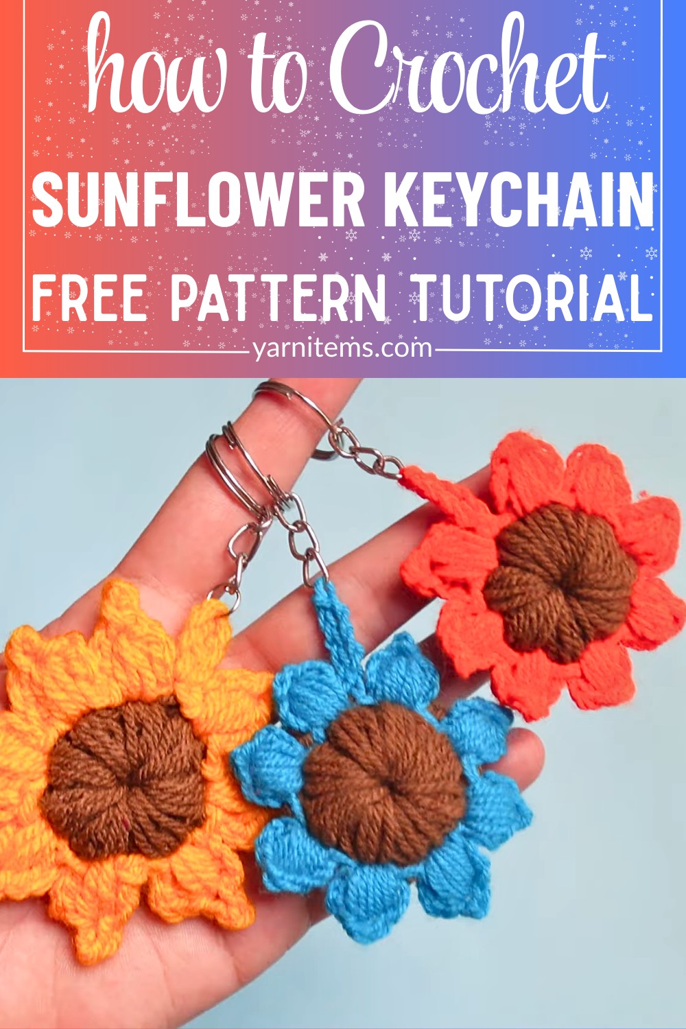 Fun & Easy Crochet Sunflower Keychain Pattern