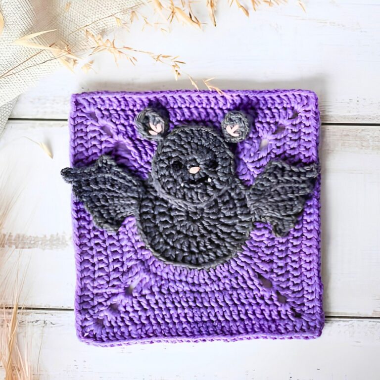 Beginner-Friendly Pattern For Crochet Bat Granny Square