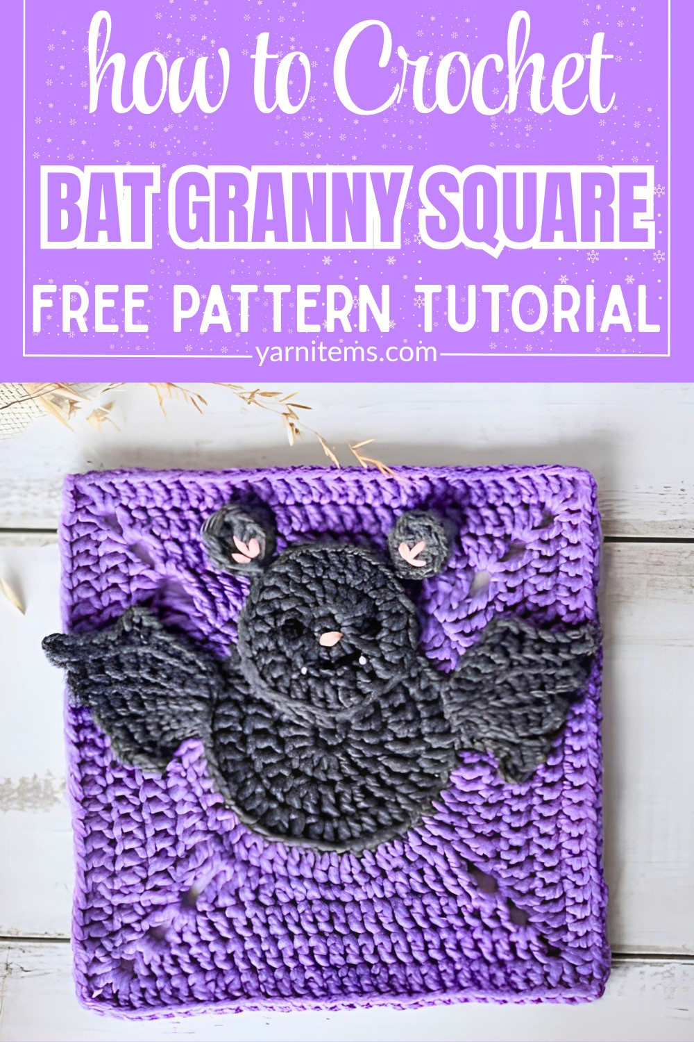 Beginner-Friendly Pattern For Crochet Bat Granny Square