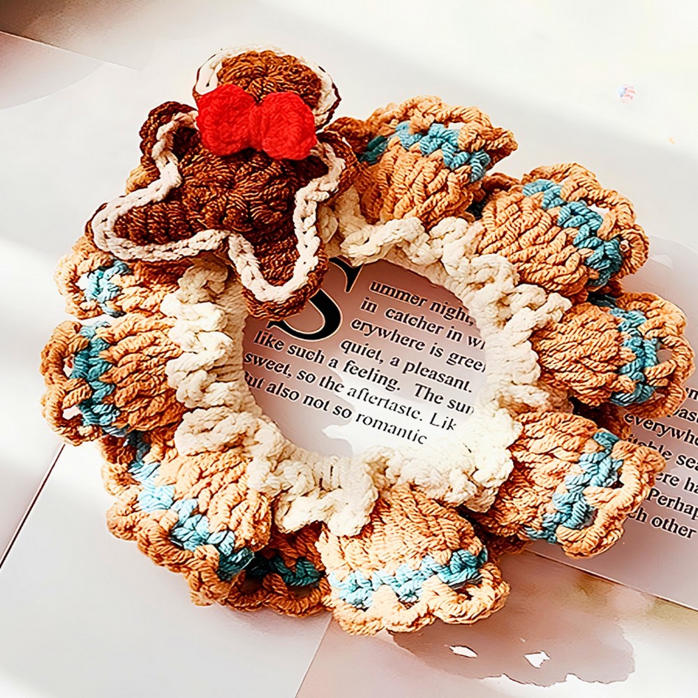 Crochet Christmas Gingerbread Man Hair Tie