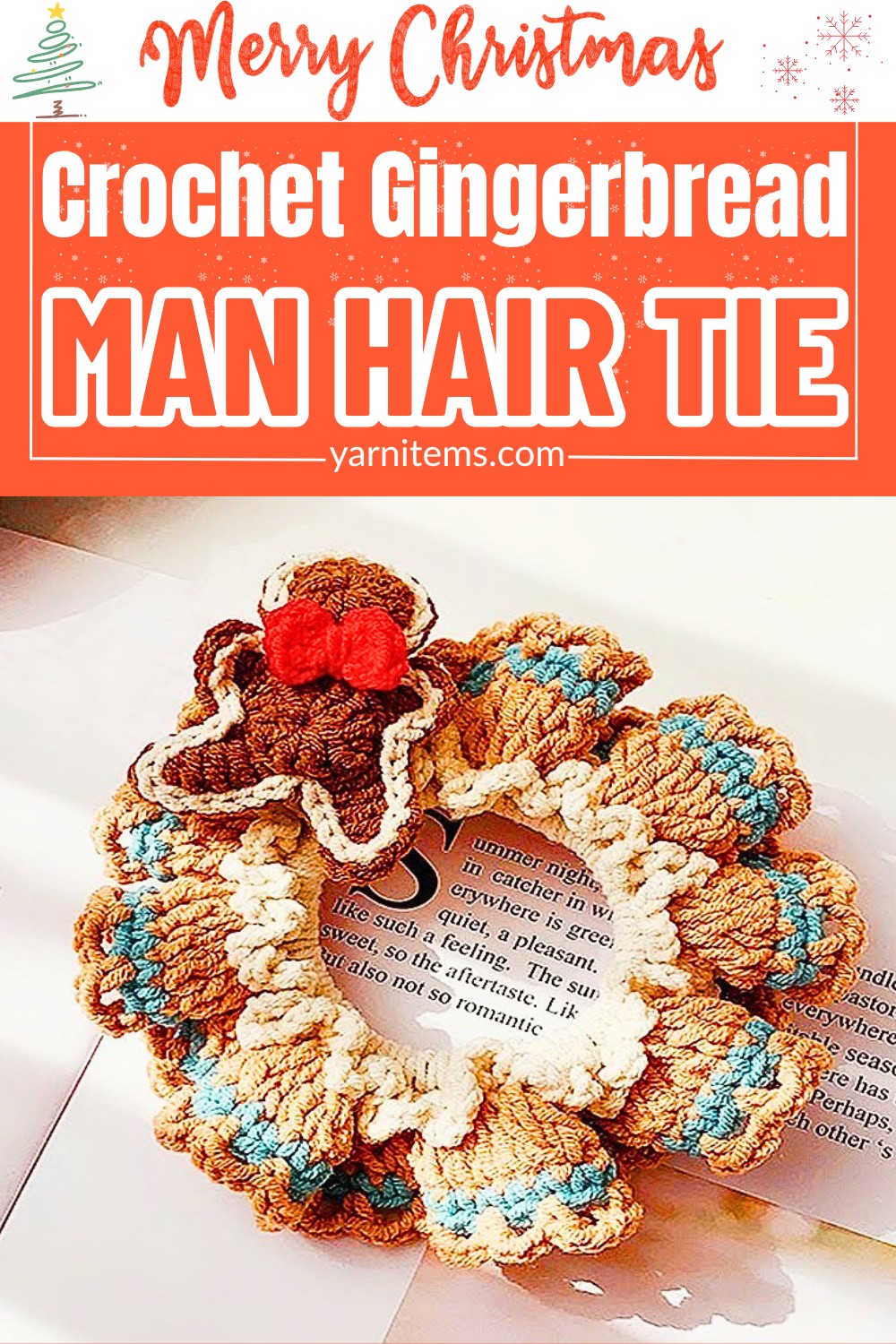 Crochet Christmas Gingerbread Man Hair Tie
