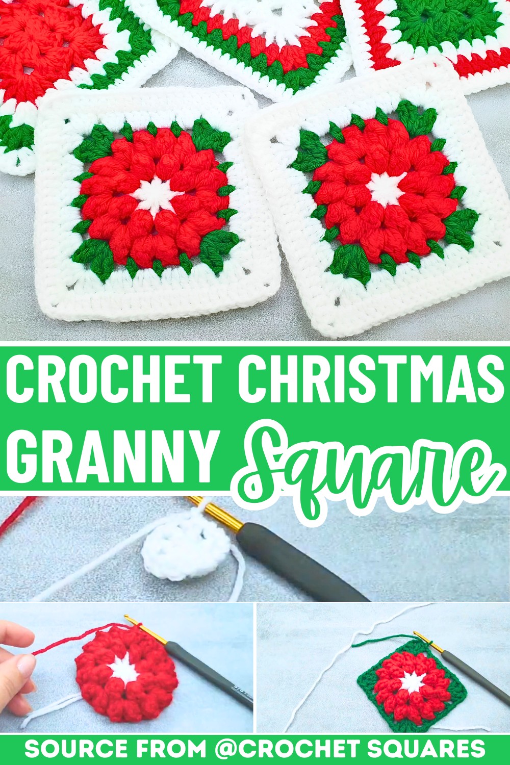 Crochet Christmas Granny Square Pattern For Blanket