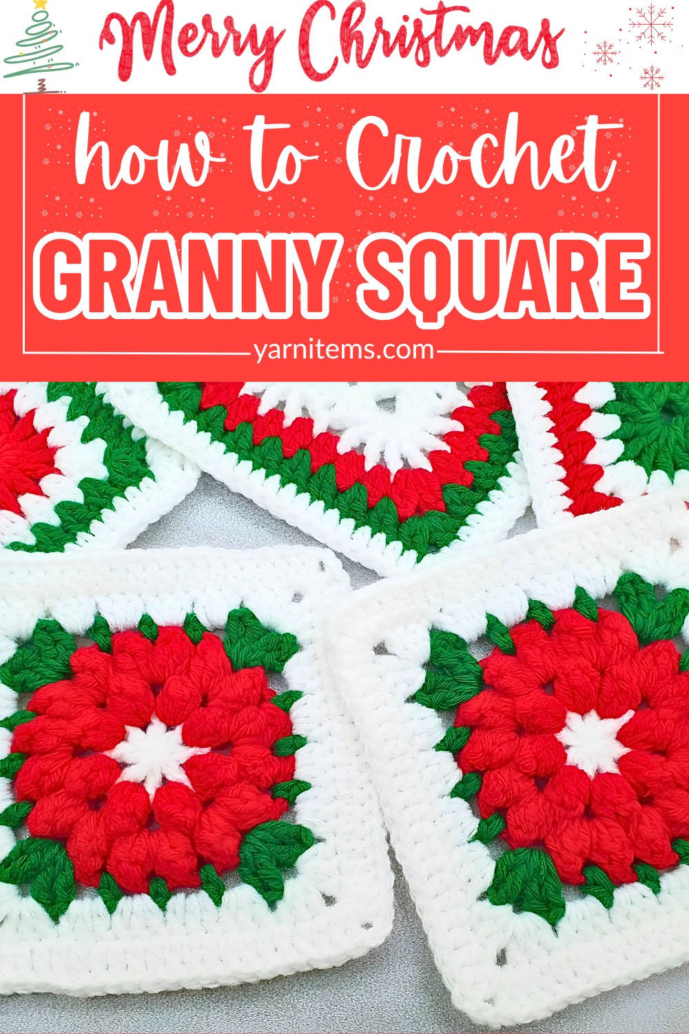 Crochet Christmas Granny Square Pattern For Blanket