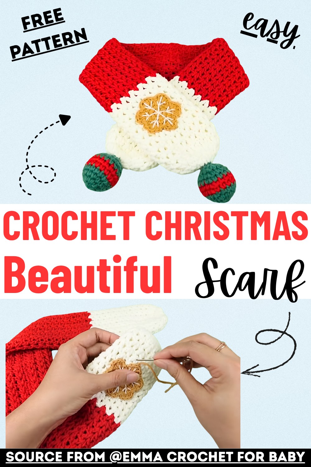 Crochet Christmas Scarf Tutorial With Beginner-Friendly Pattern