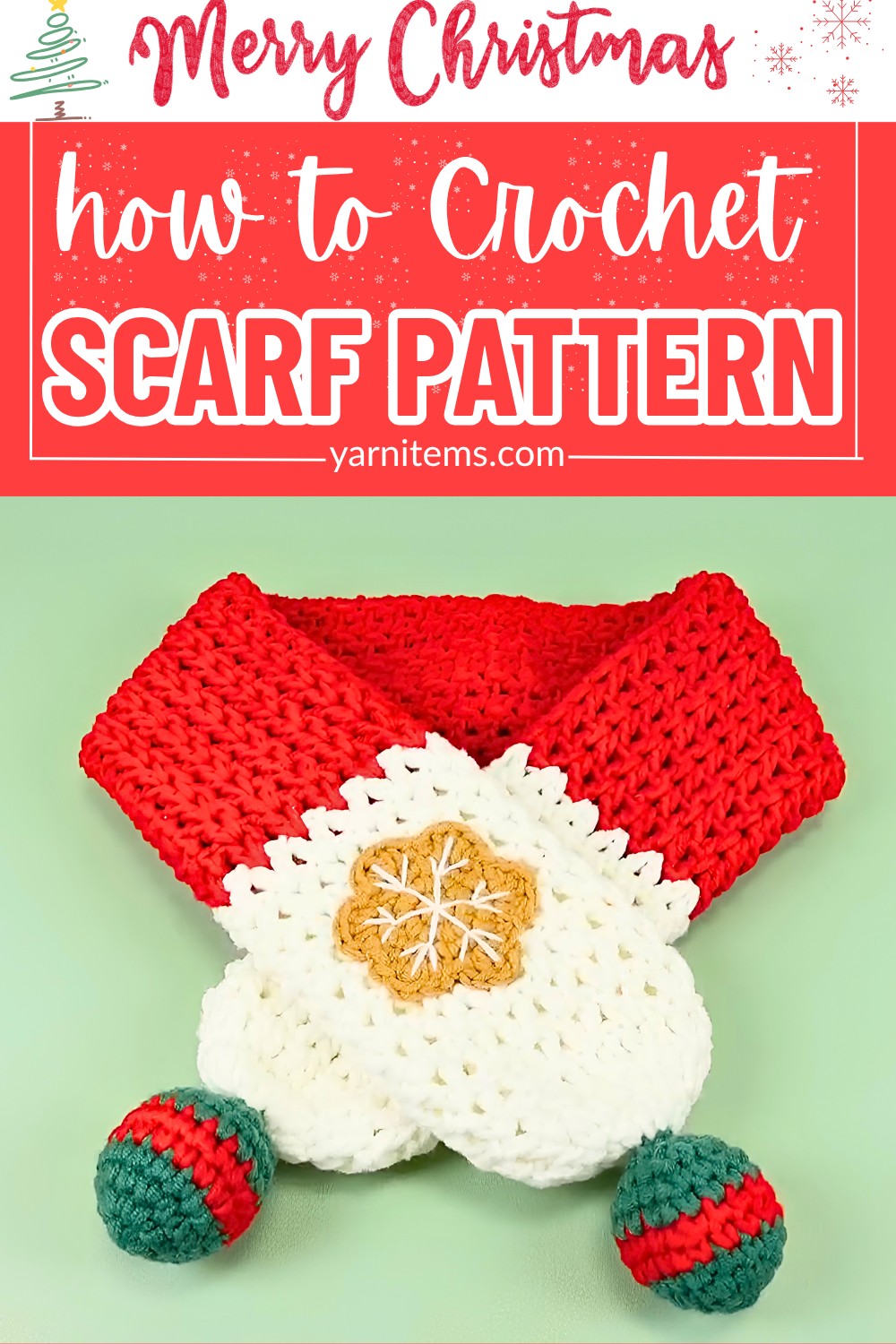 Crochet Christmas Scarf Tutorial With Beginner-Friendly Pattern