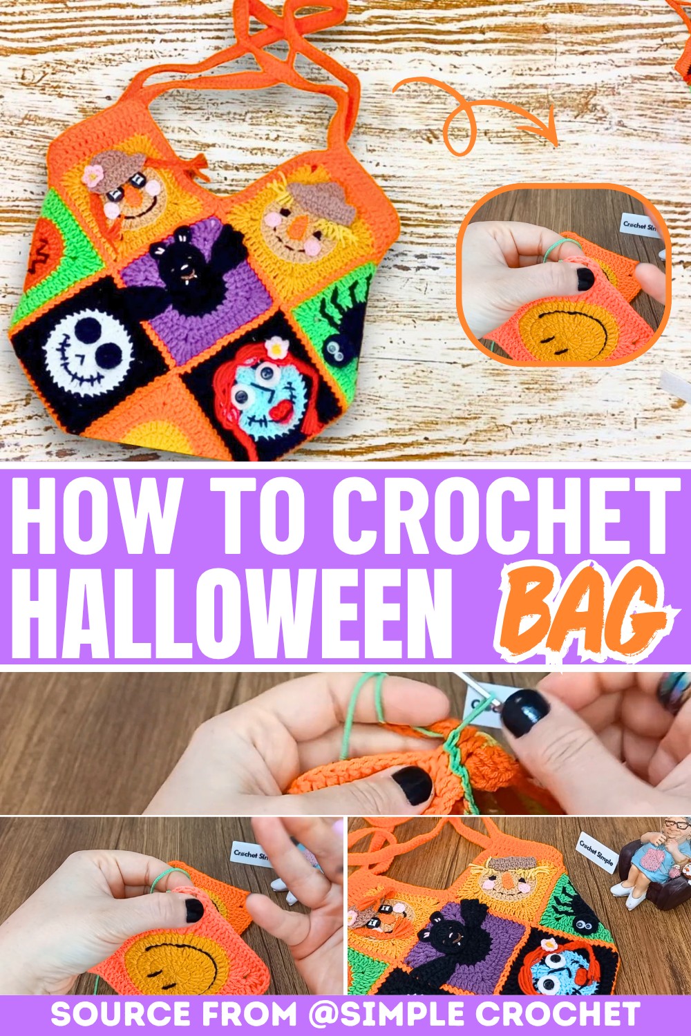 Crochet Halloween Bag Tutorial For Making Your Own Treat Bag