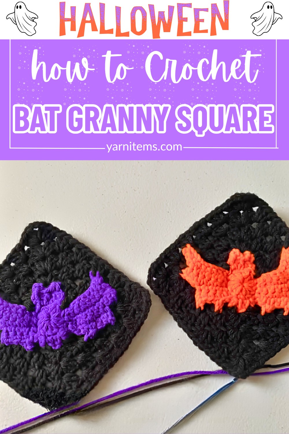 Crochet Halloween Bat Granny Square Pattern