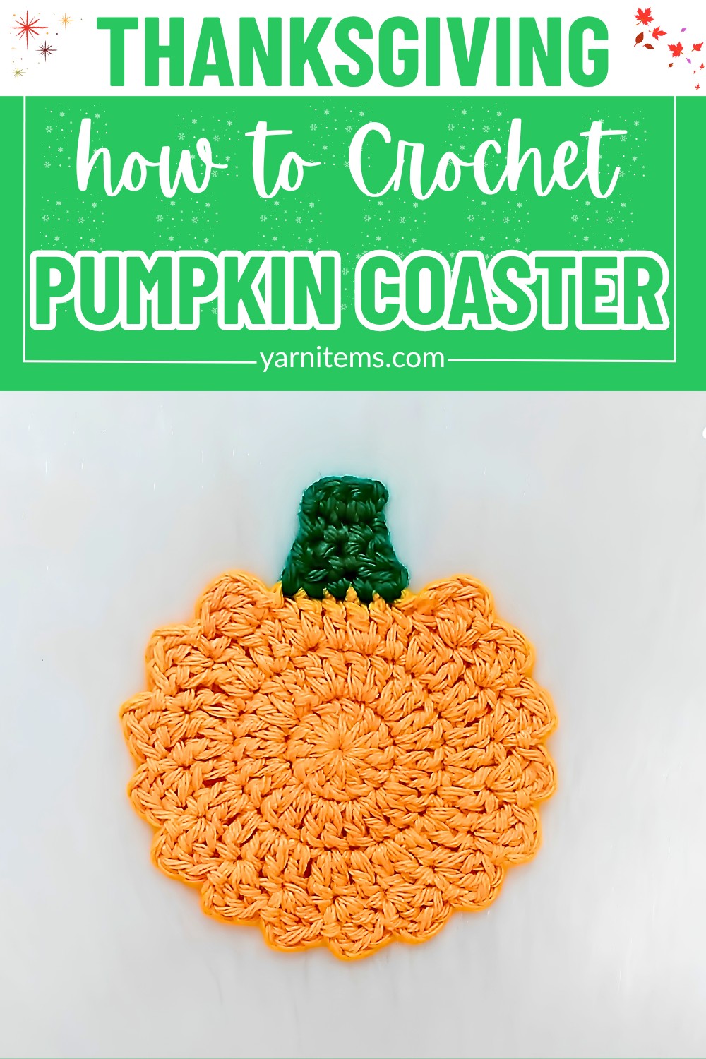 Crochet Pumpkin Coaster For Thanksgiving Table Décor