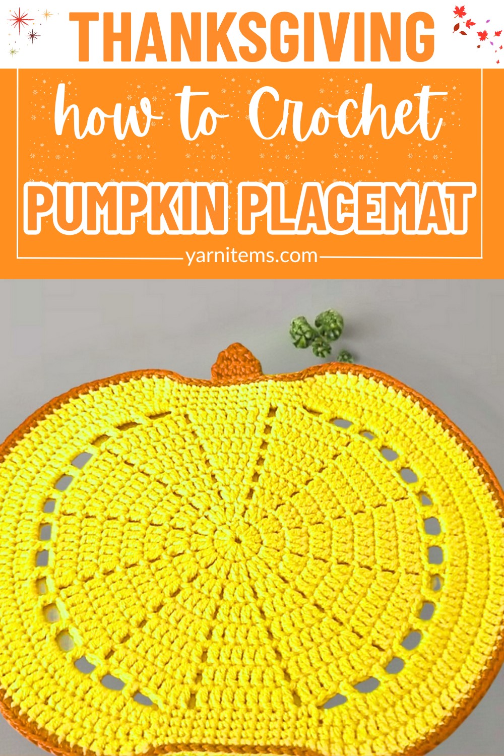 Crochet Pumpkin Placemat Perfect for Fall Decor & Thanksgiving