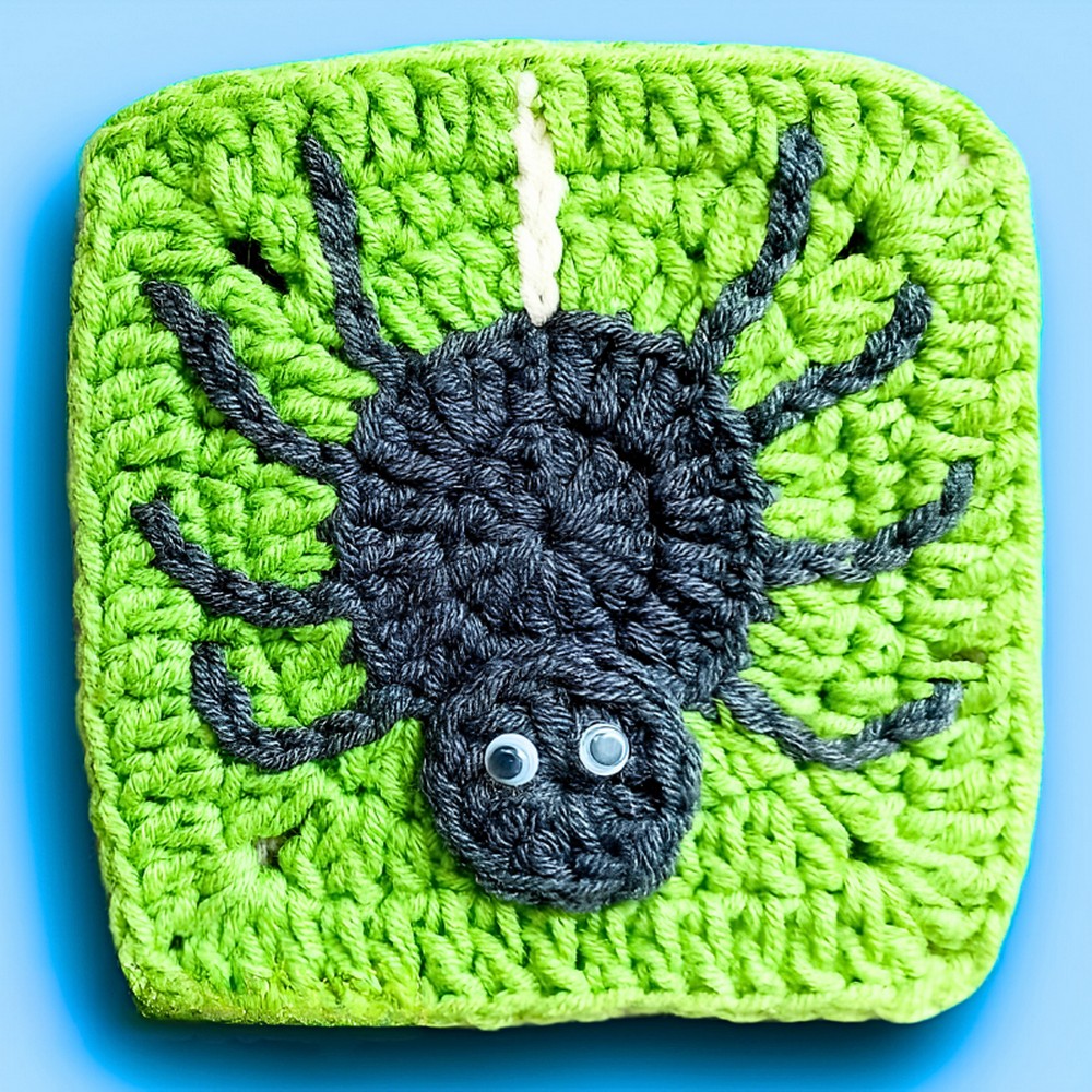 Crochet Spooky Spider Web Motif for Halloween Decor