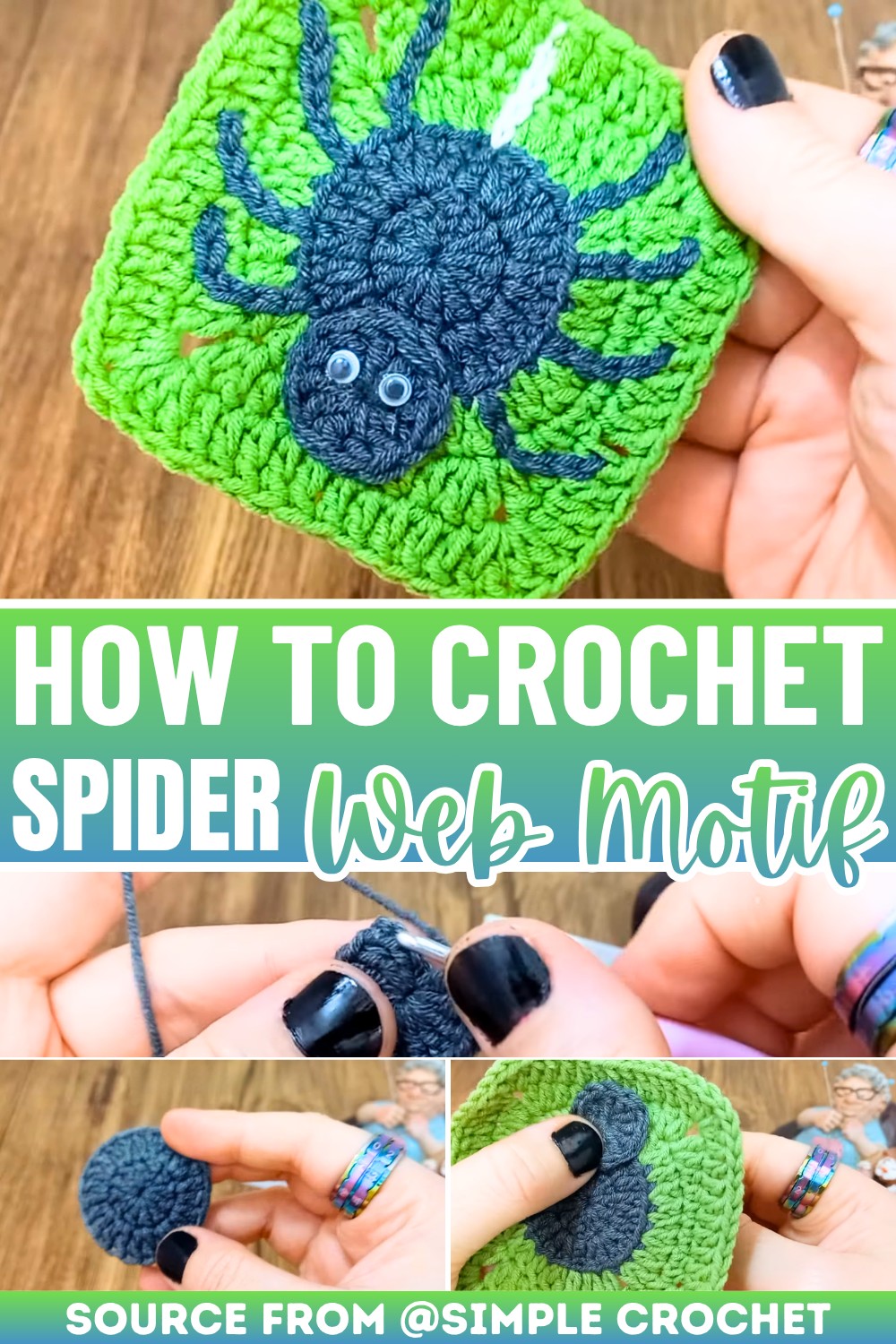 Crochet Spooky Spider Web Motif for Halloween Decor