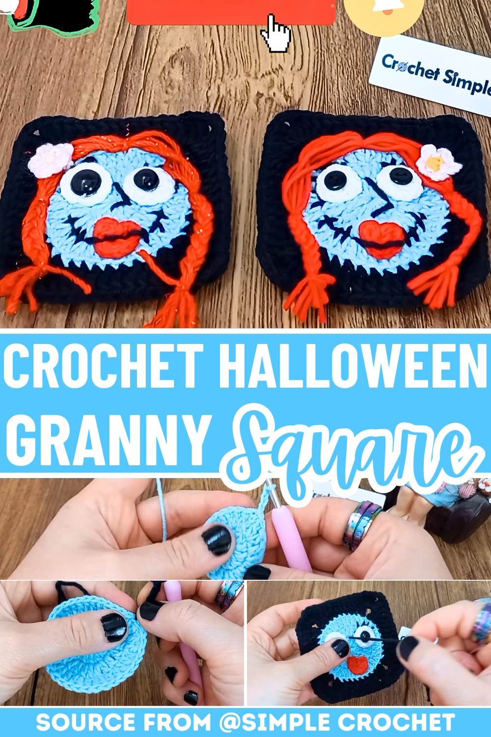 Easy Crochet Halloween Granny Square Tutorial with Sally Design