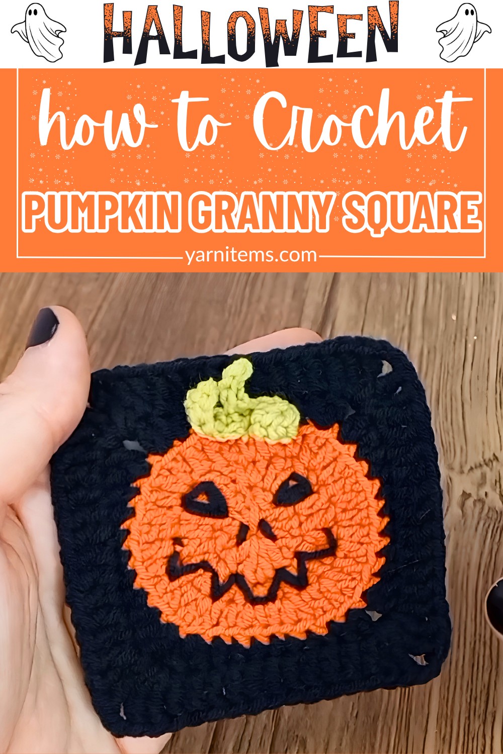 Easy Crochet Halloween Pumpkin Granny Square Tutorial