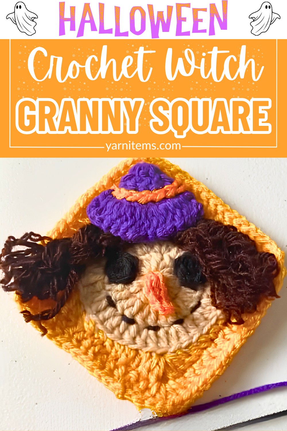 Easy Crochet Witch Granny Square Pattern for Halloween