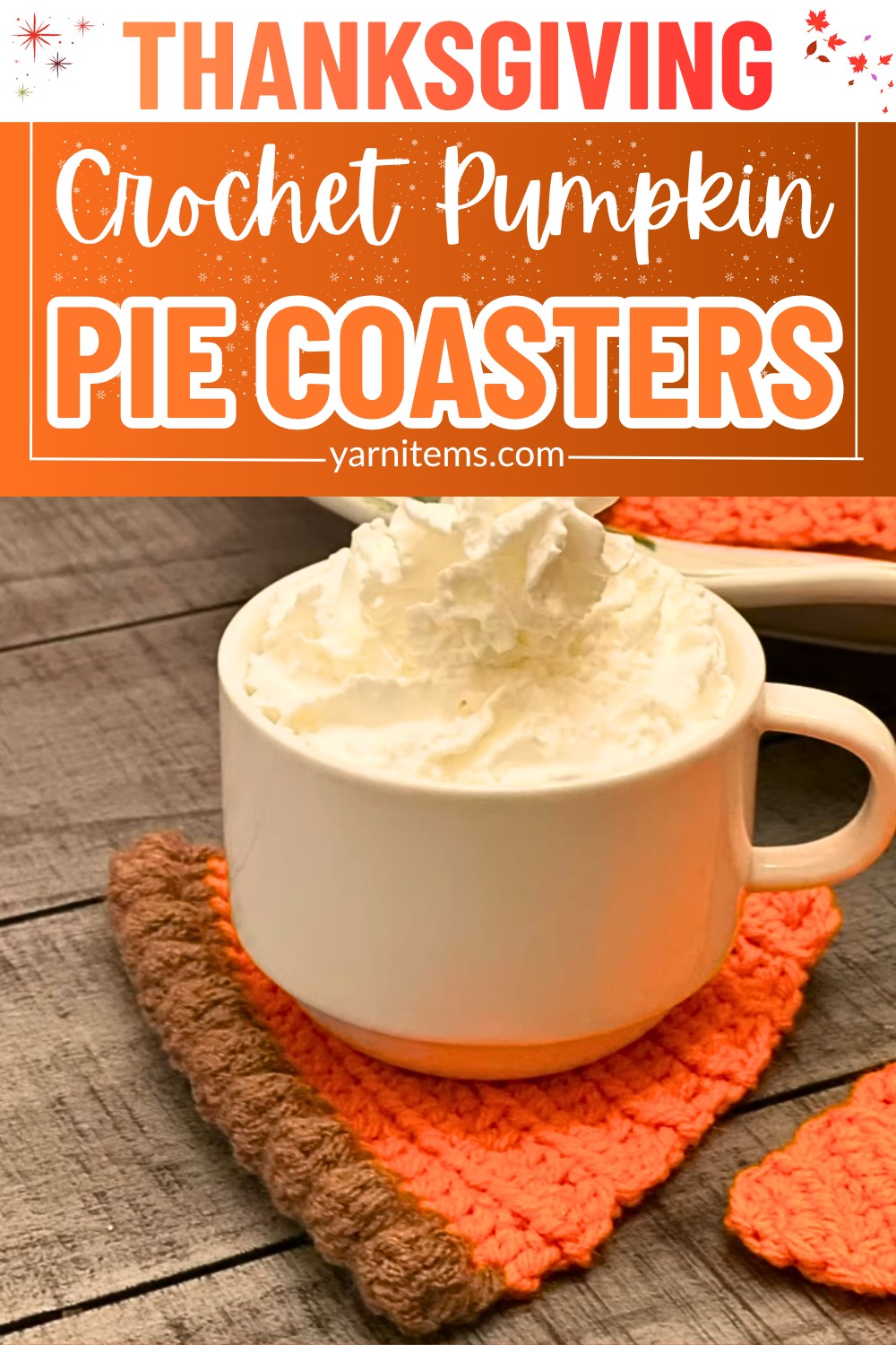 Festive Pumpkin Pie Crochet Coasters for Thanksgiving