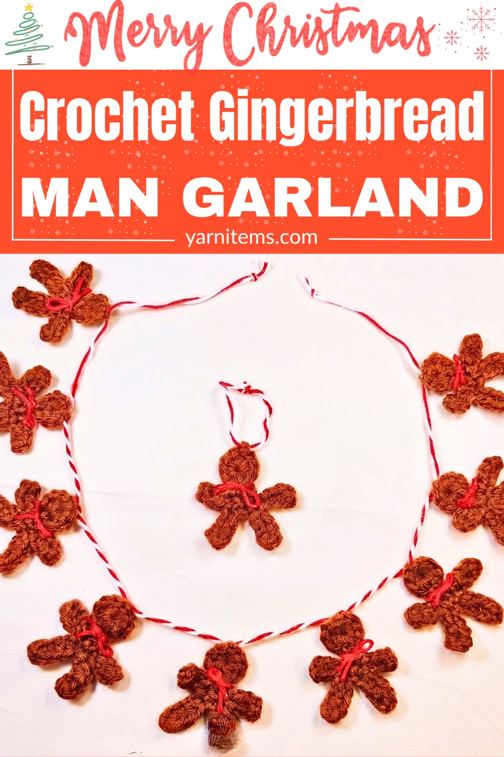 How to Crochet Small Gingerbread Man Garland Pattern