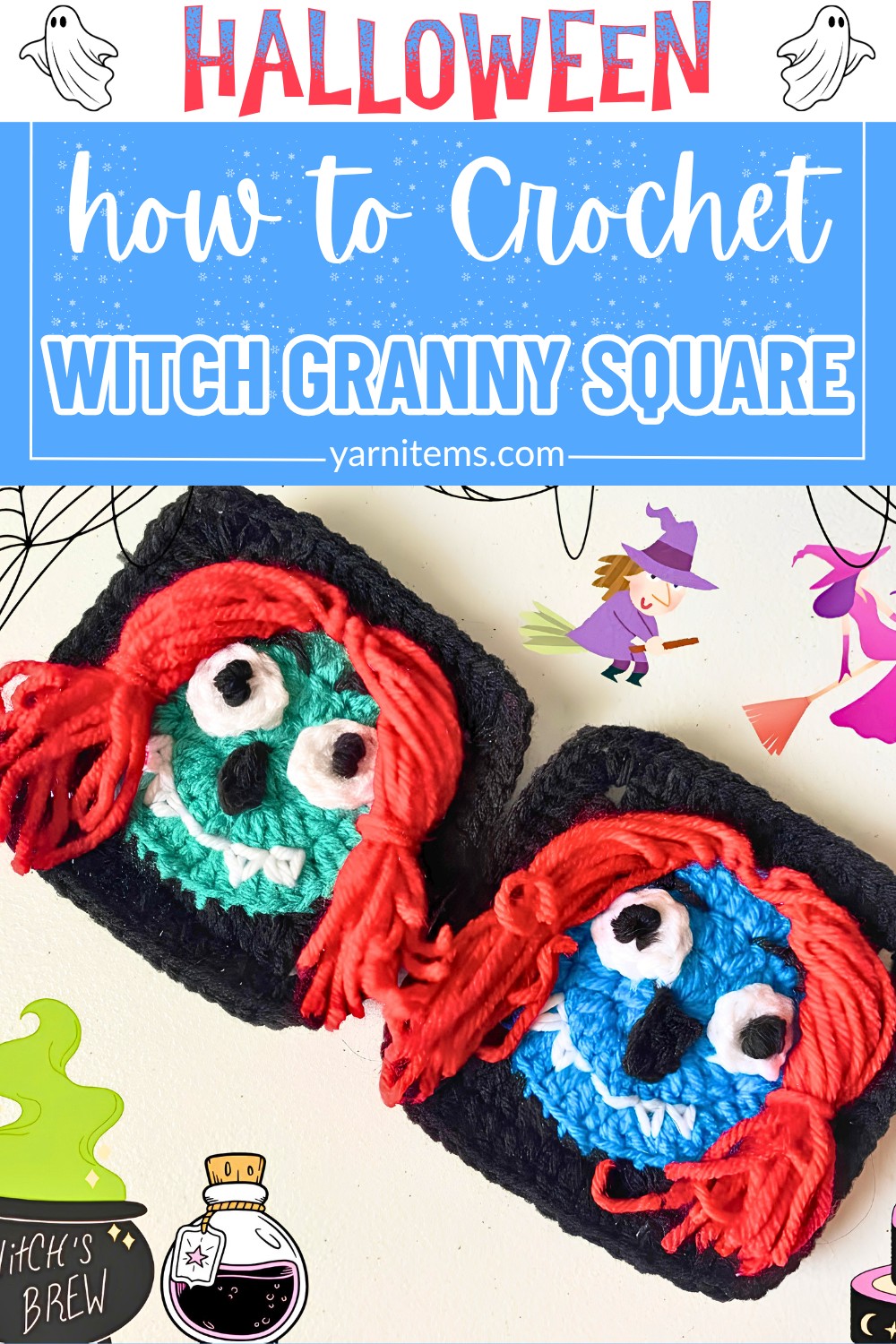Spooky Crochet Witch Granny Square Halloween Pattern