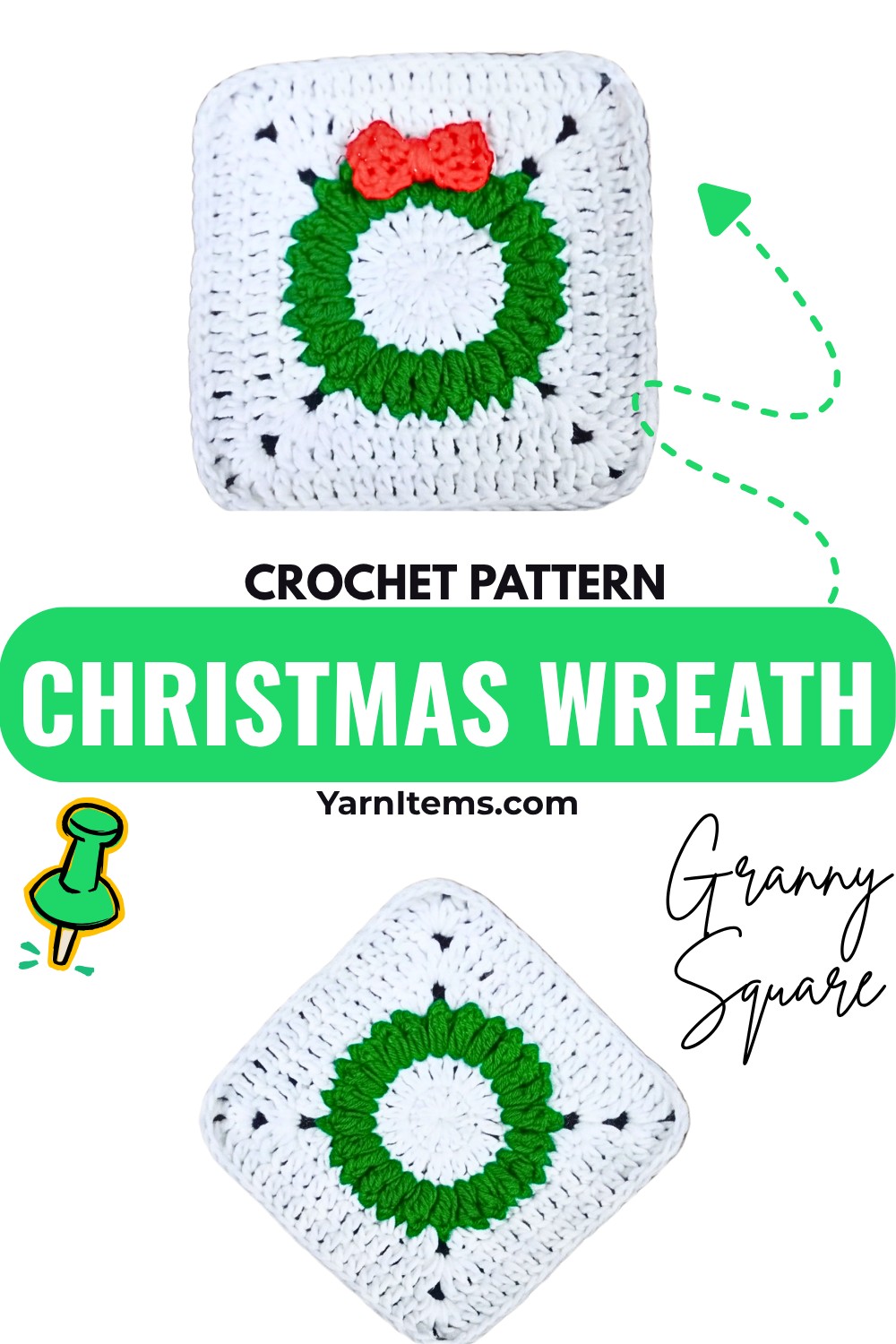 Christmas Wreath Crochet Granny Square Pattern