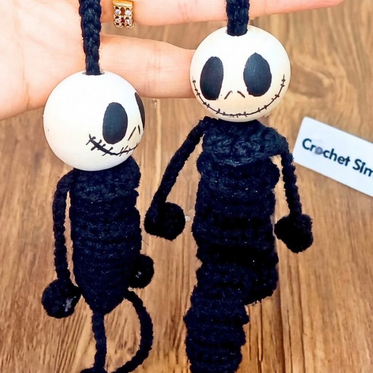 Easy Crochet Jack Skellington Keychain For Halloween