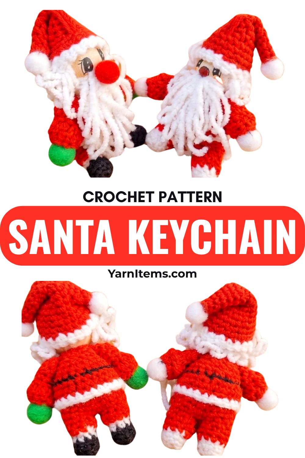 Easy Crochet Santa Keychain Pattern For Festive Decor
