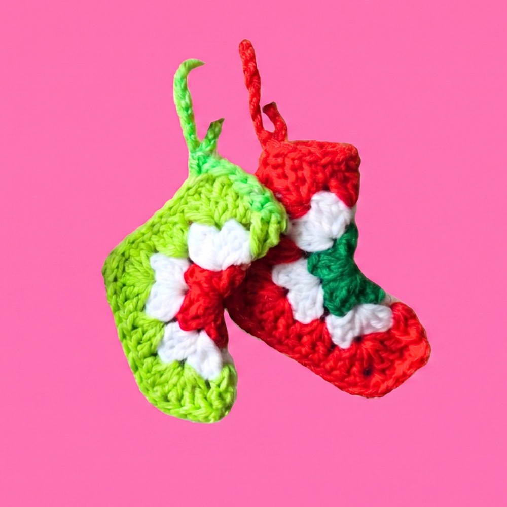 Mini Crochet Christmas Stocking Ornament