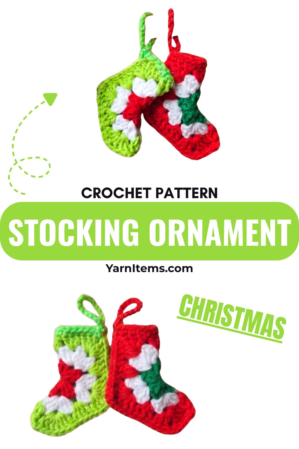Mini Crochet Christmas Stocking Ornament
