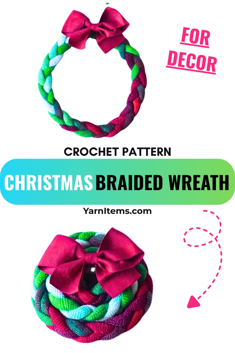 Simple Crochet Christmas Braided Wreath For Easy Decor