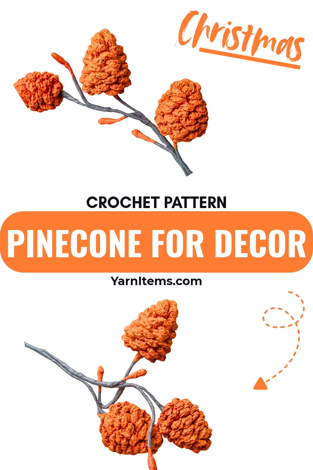 Simple Crochet Pinecone Christmas Ornaments For Decor