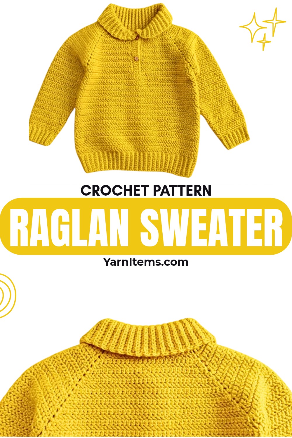 Crochet Child’s Raglan Sweater with Herringbone Texture