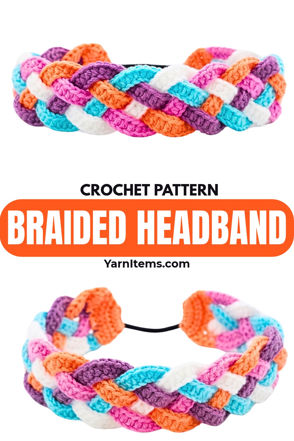 Crochet Colorful Braided Headband Pattern - 5 Strand Tutorial
