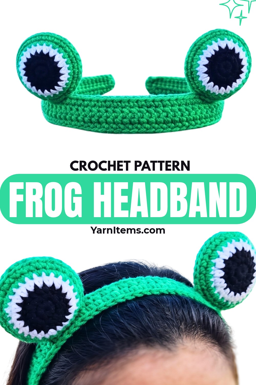 Crochet Frog Headband Pattern with Stuffed Frog Eyes