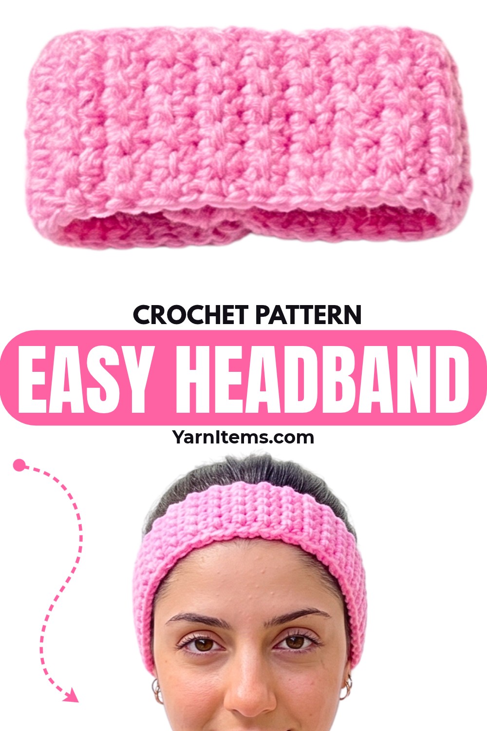 Crochet Headband Pattern with Customizable Size & Texture