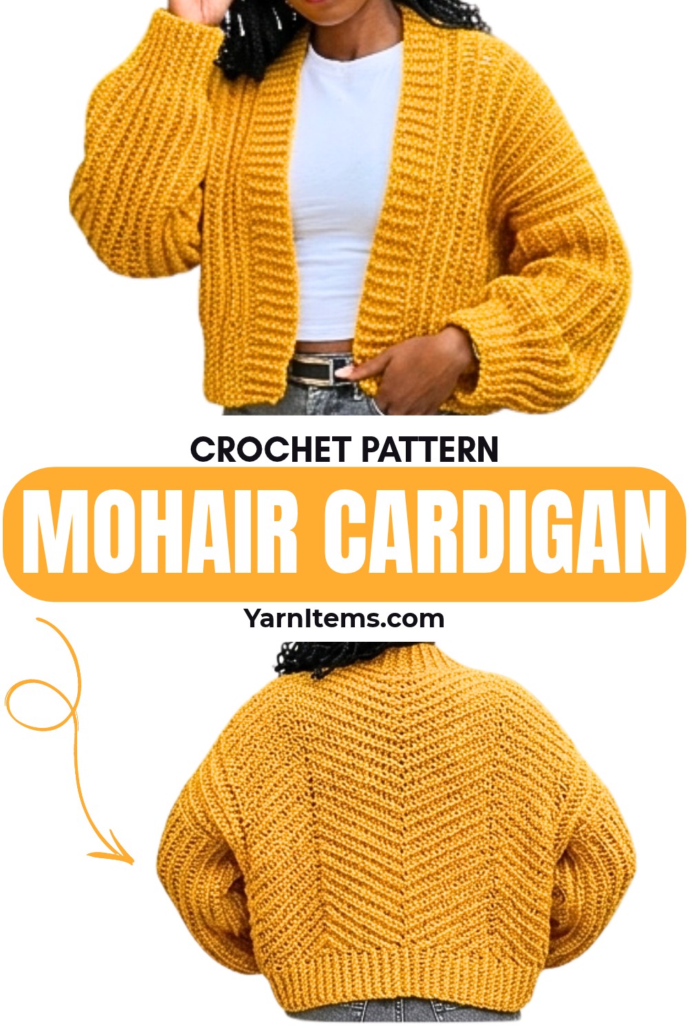 Crochet Mohair Cardigan Pattern with Custom XS–XXXL Fit