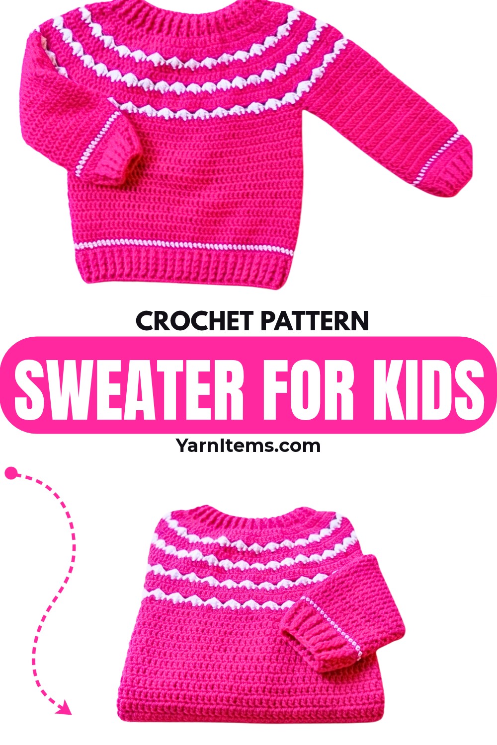 Crochet Puff-Stitch Yoke Sweater for 3–4 Year Olds