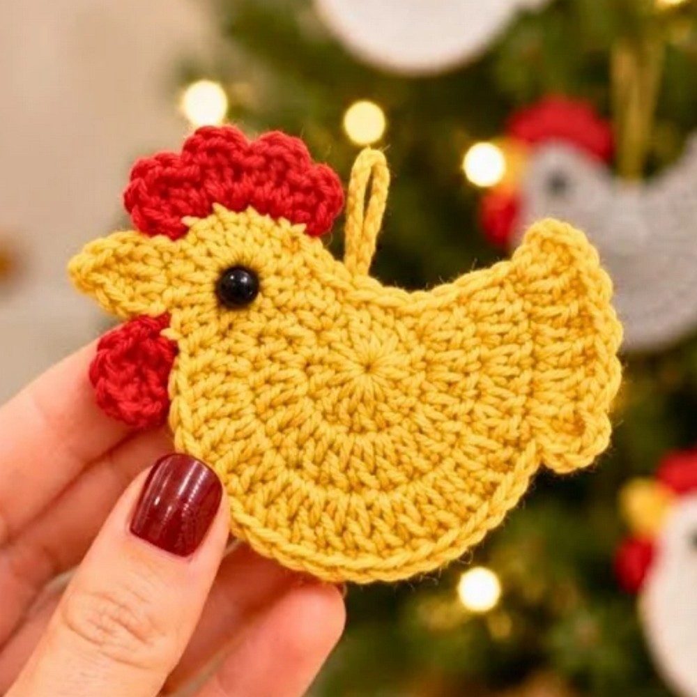 Crochet Rooster Christmas Ornament Pattern Free