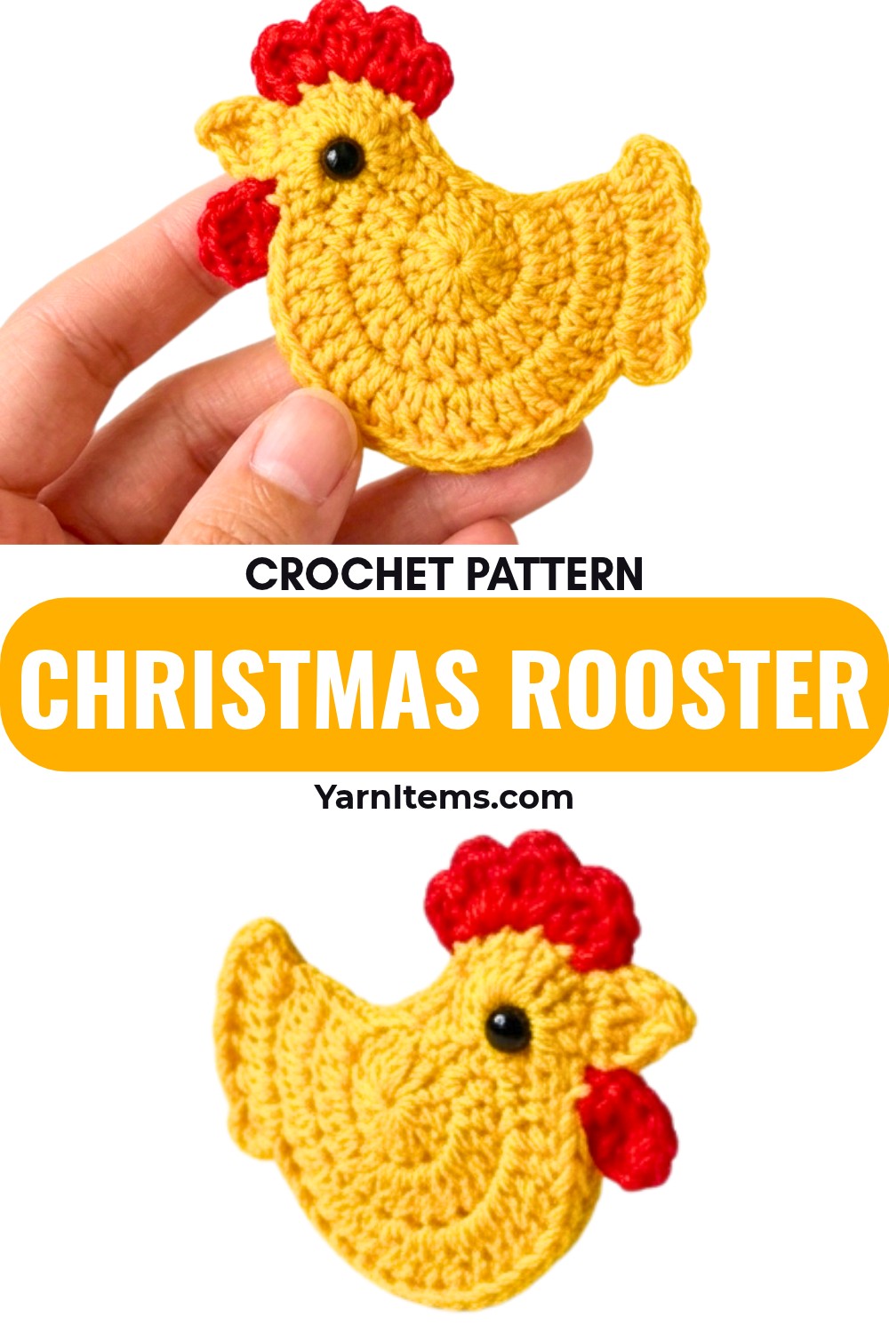 Crochet Rooster Christmas Ornament Pattern Free