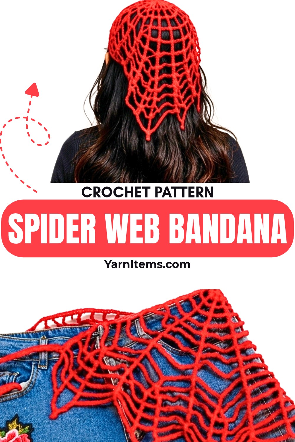 Crochet Spider Web Bandana Pattern for Halloween