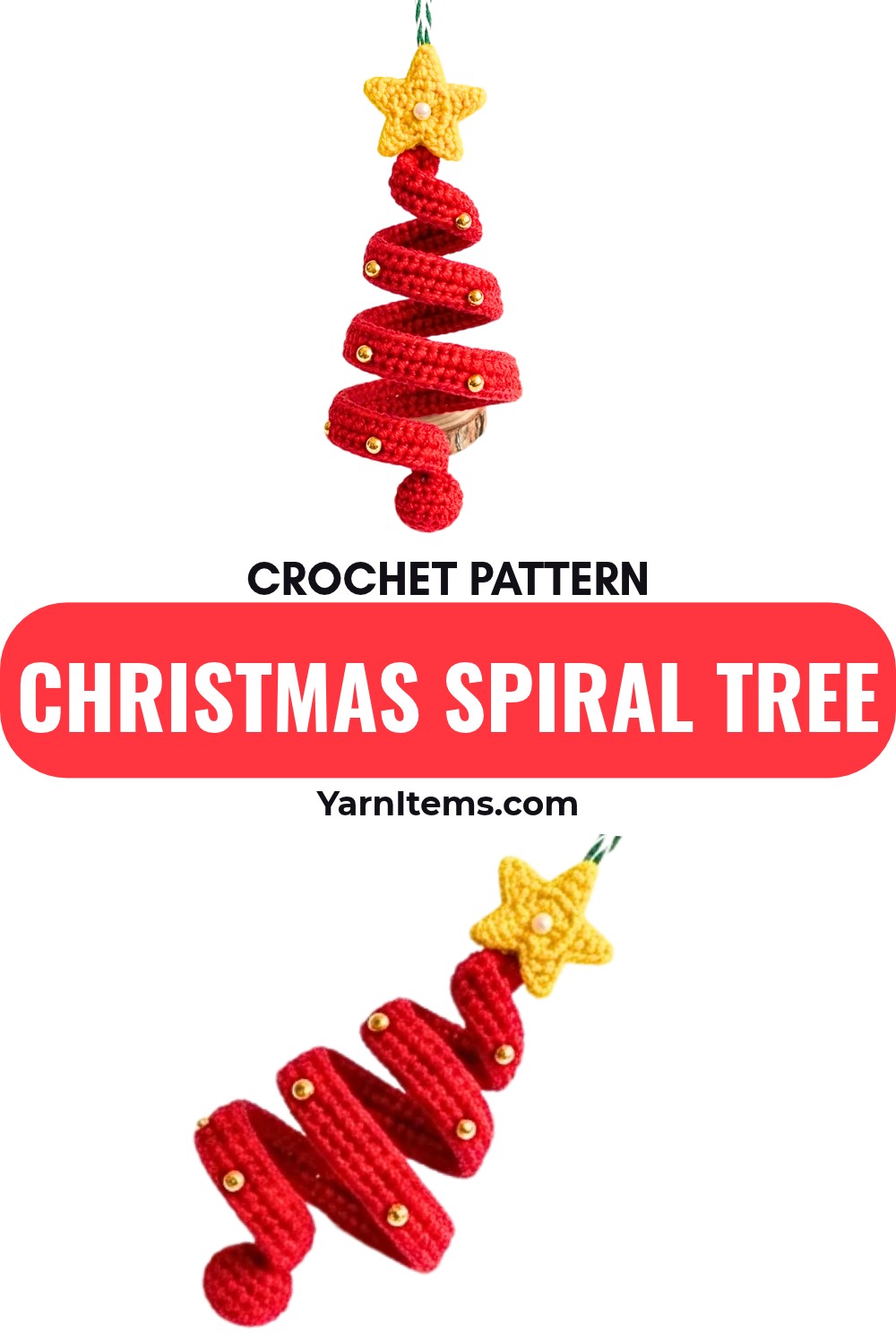 Crochet Spiral Christmas Tree Ornament Free Pattern