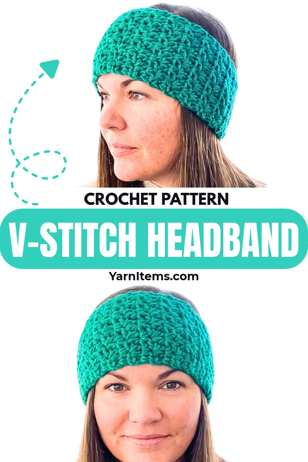 Crochet Textured V-Stitch Headband with Adjustable Fit