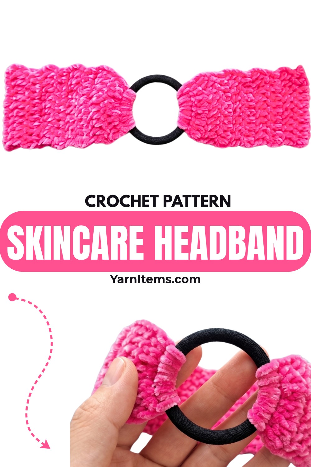 Crochet Velvet Skincare Headband with Elastic