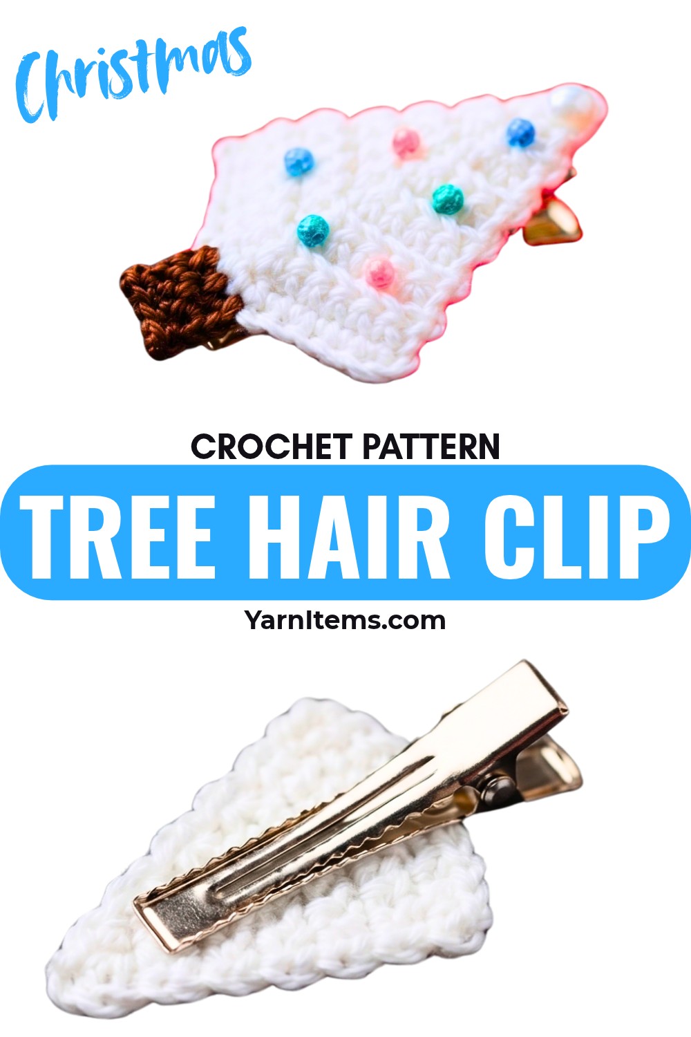 Easy Crochet Christmas Tree Hair Clip Pattern