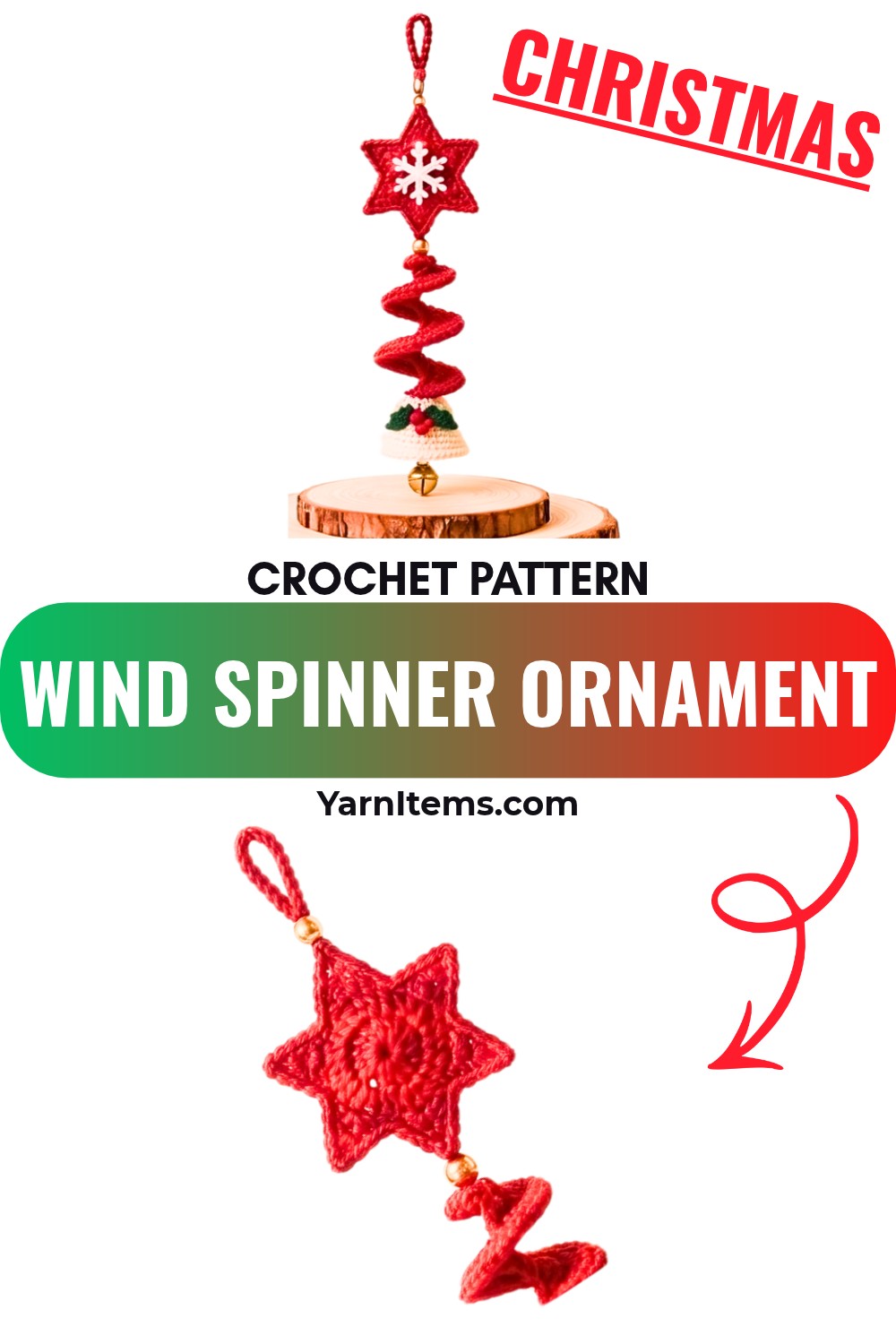 Easy Crochet Christmas Wind Spinner Ornament Pattern