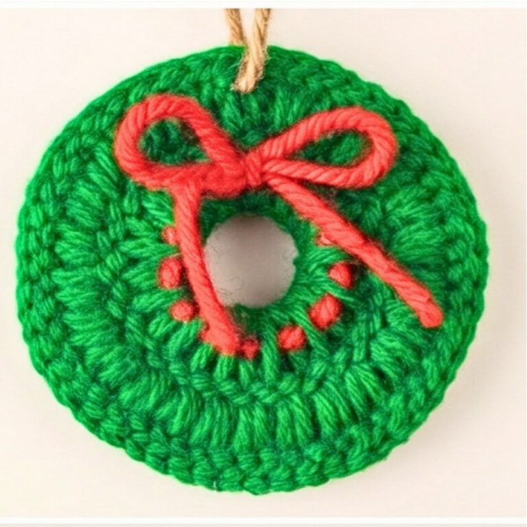 Easy Crochet Christmas Wreath Ornament Pattern For Holiday Decor
