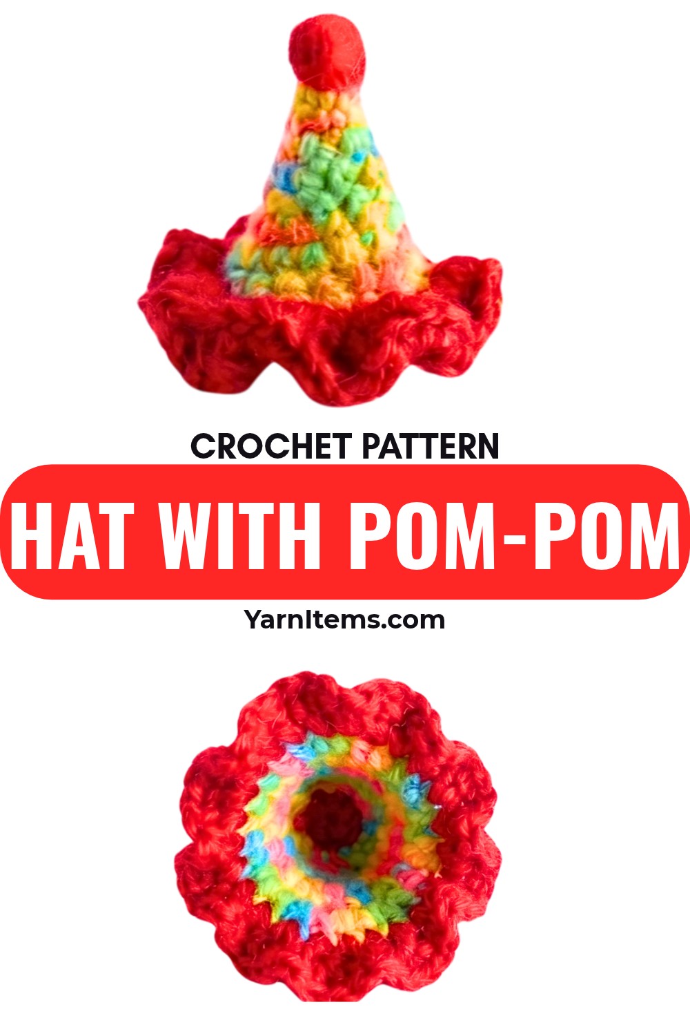 Easy Crochet Party Hat Pattern With Pom-Pom