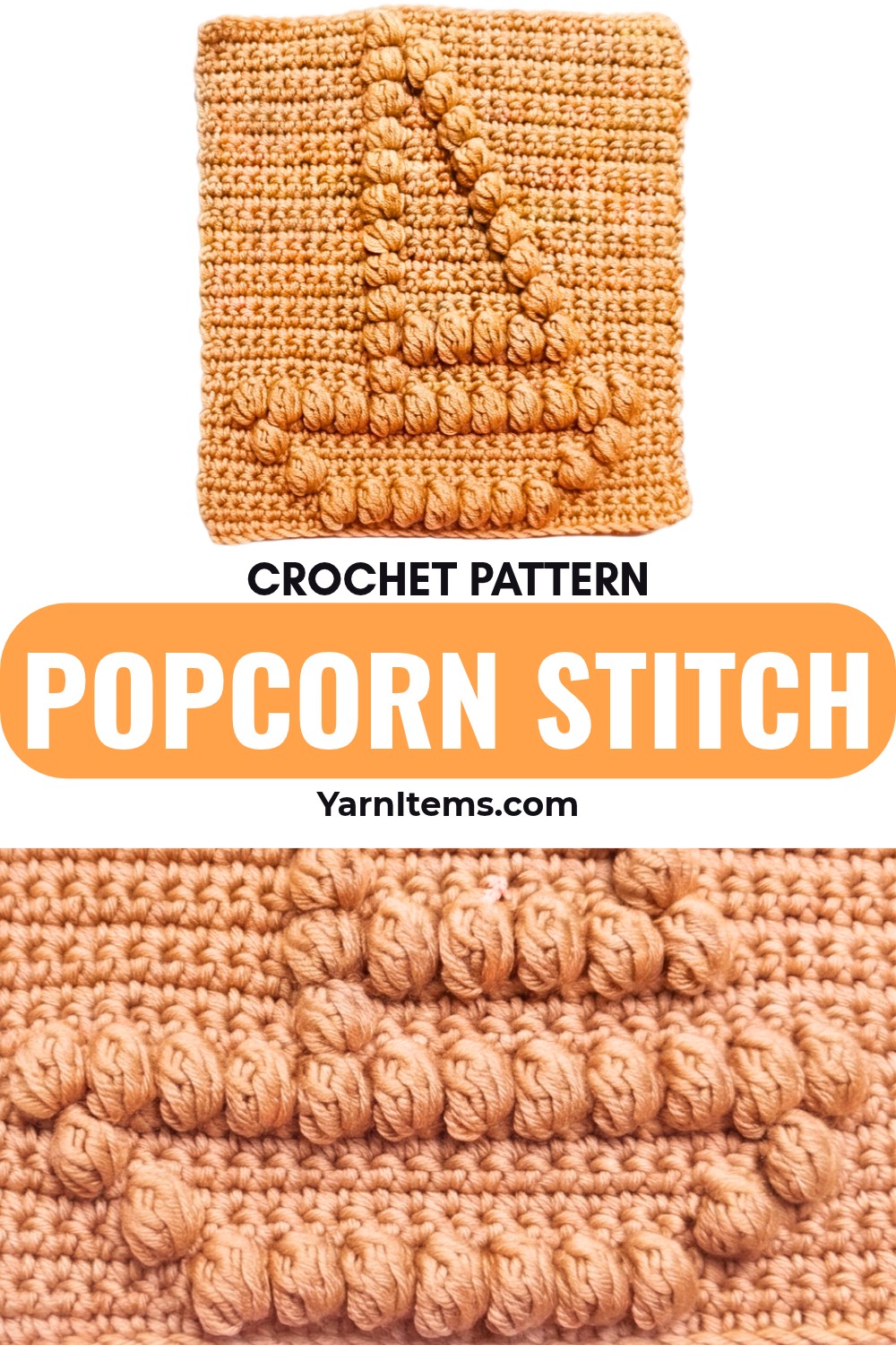 Easy Crochet Popcorn Stitch Pattern – 32-Row Textured Design