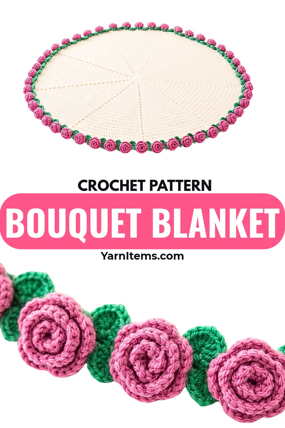 Easy Crochet Rose Bouquet Blanket Pattern with 3D Roses