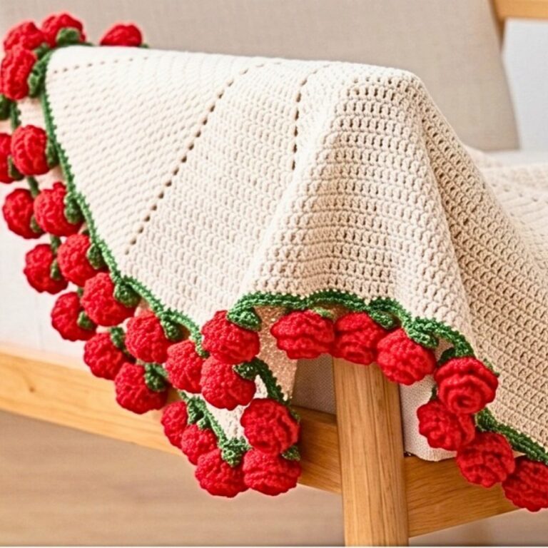 Free Crochet Rose Bouquet Blanket Pattern with 3D Flowers