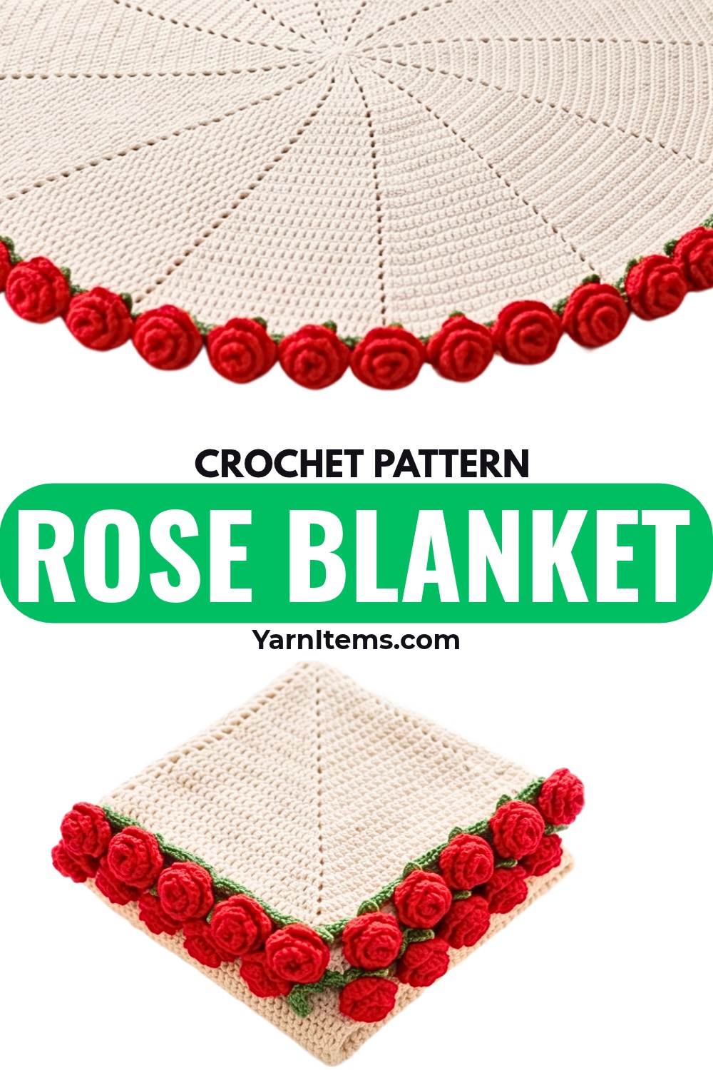 Free Crochet Rose Bouquet Blanket Pattern with 3D Flowers