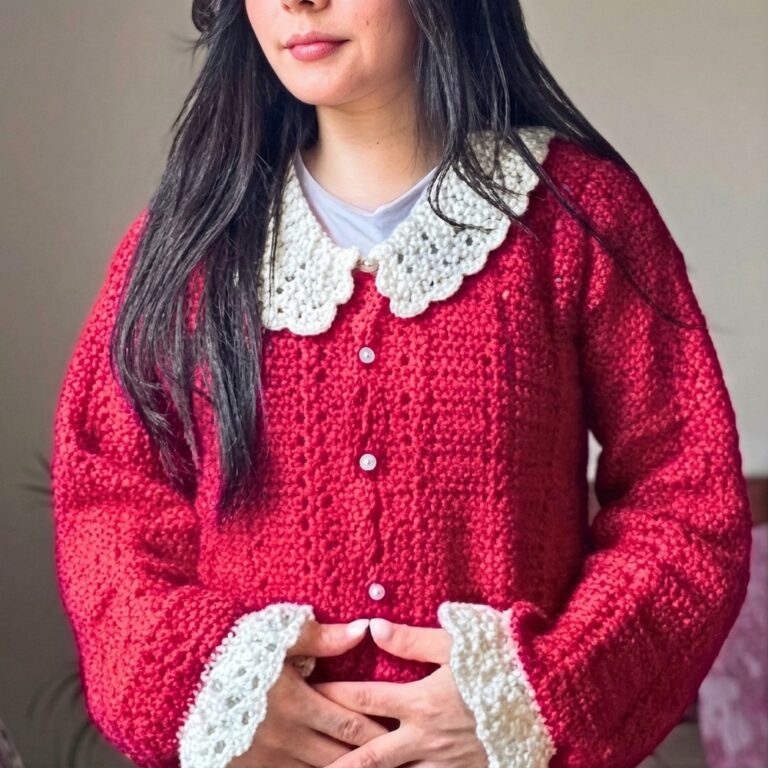 Vintage Crochet Cardigan Pattern with Heart Stitch